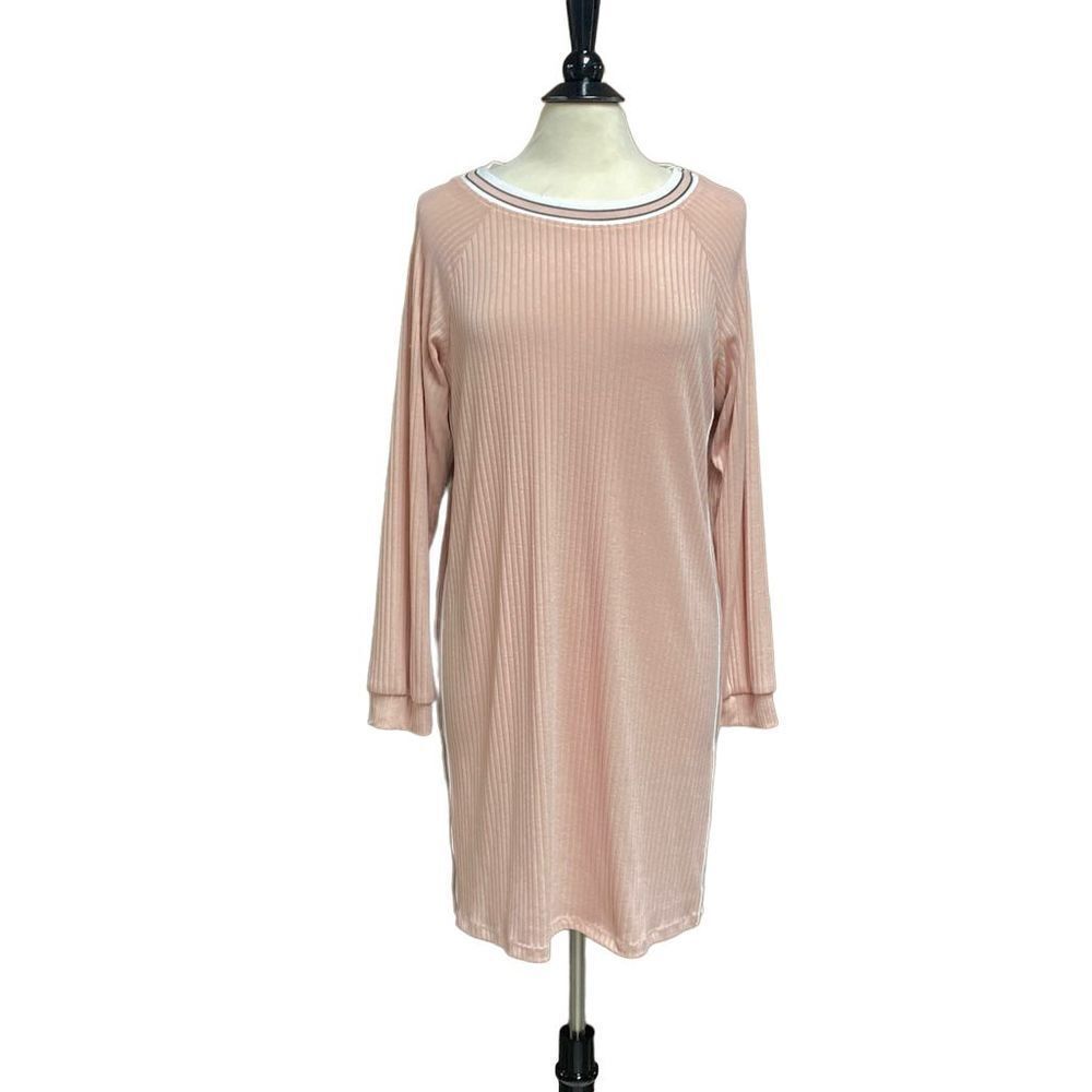 Ronni Nicole Peach Ribbed Long Sleeve Dress Size Large NWOT